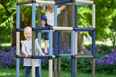 Children playing on a climbing frame